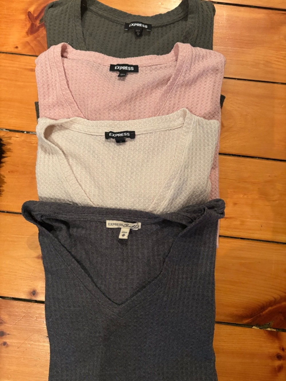 Express Women’s V-Neck Sweater Pack — Pink, Cream, Charcoal, Olive